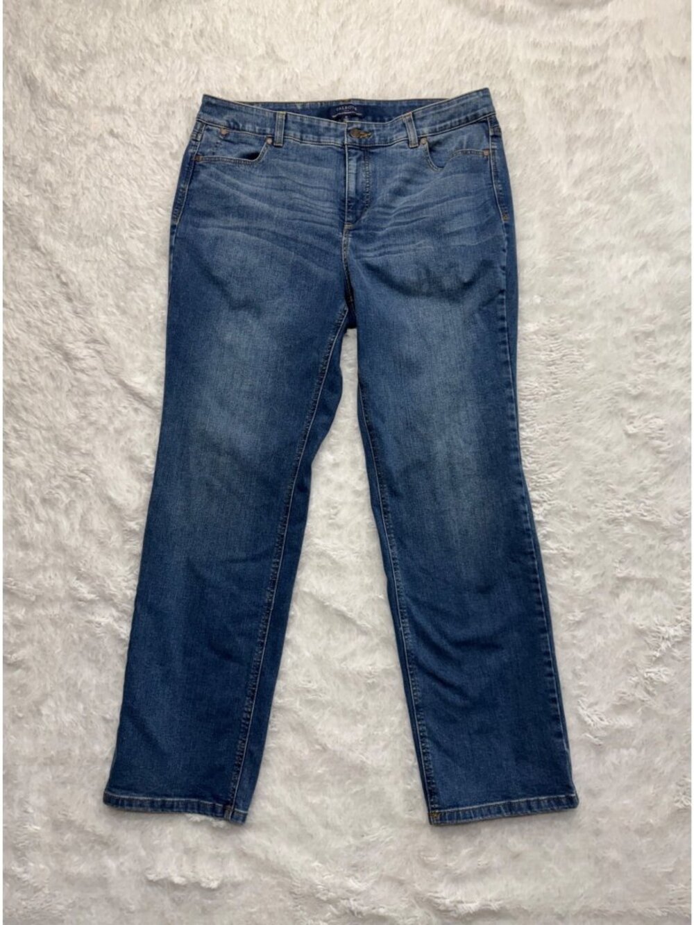 Talbots Simply Flattering 5-Pocket Curvy Jeans 16 Medium Wash Straight Leg Denim